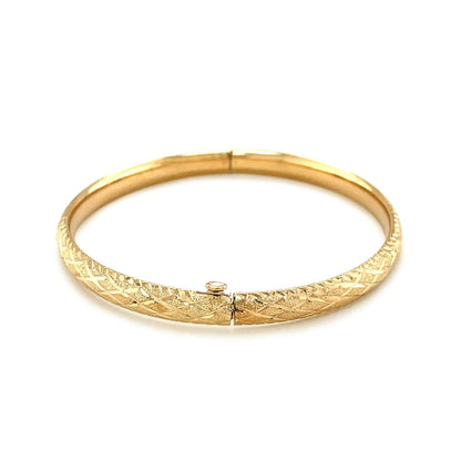 14k Yellow Gold Diamond Cut Design Dome Motif Children's Bangle Bids.com