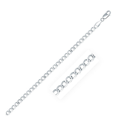 Rhodium Plated 3.7mm Sterling Silver Curb Style Chain Bids.com