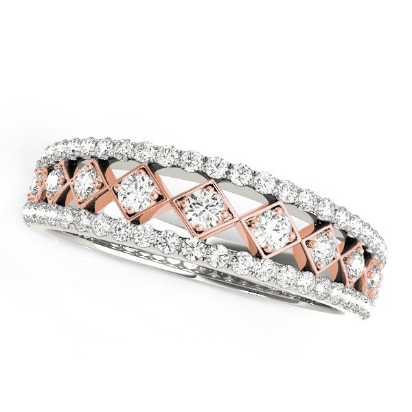 14k White And Rose Gold Diamond Band (3/8 cttw) Bids.com