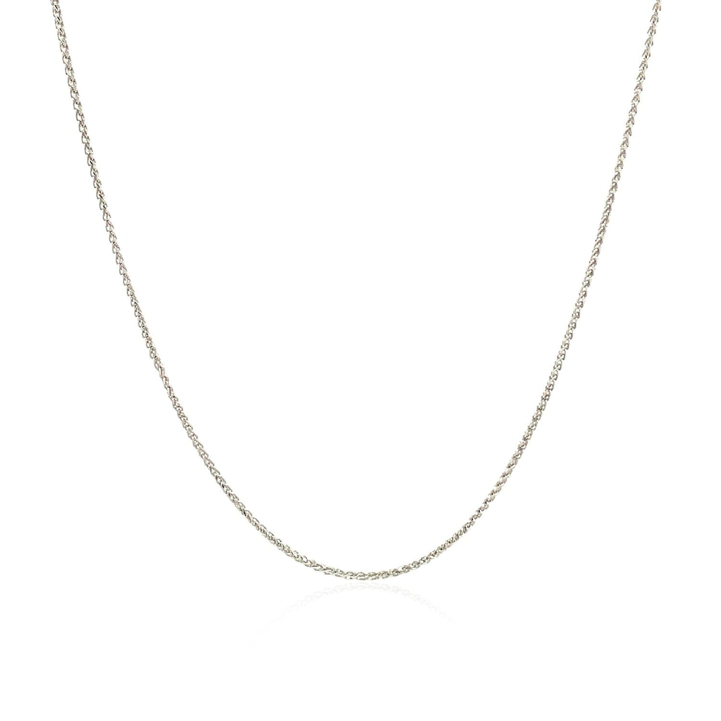 14k White Gold Diamond Cut Round Wheat Chain 0.6mm Bids.com