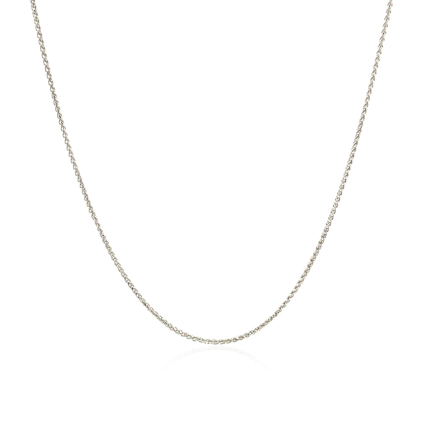 14k White Gold Diamond Cut Round Wheat Chain 0.6mm Bids.com