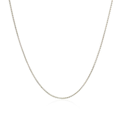 14k White Gold Diamond Cut Round Wheat Chain 0.6mm Bids.com