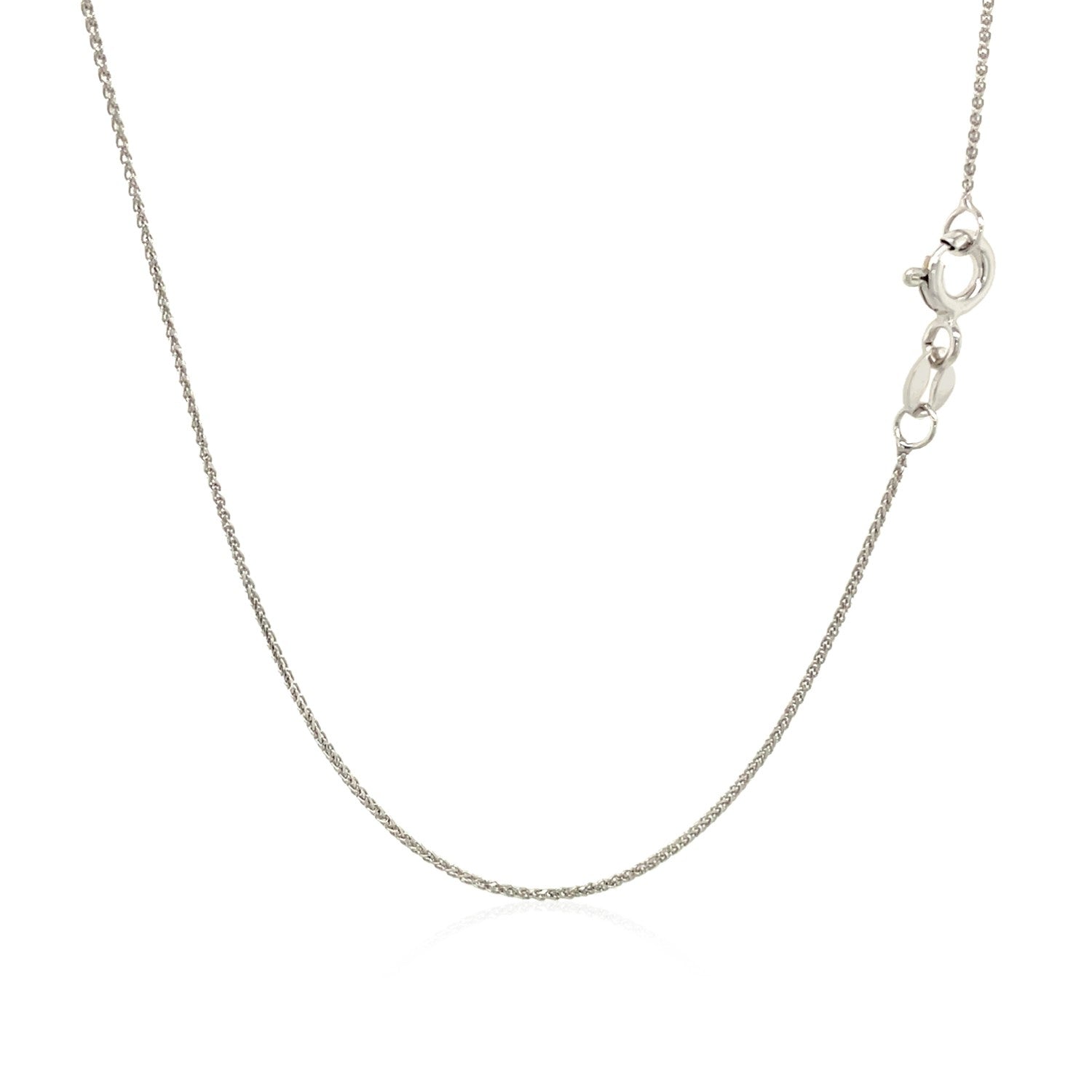 14k White Gold Diamond Cut Round Wheat Chain 0.6mm Bids.com