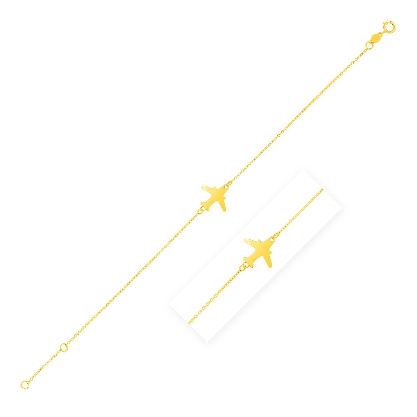 14K Yellow Gold Airplane Bracelet Bids.com