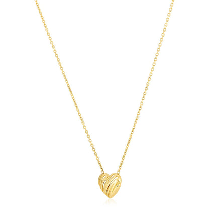 14k Yellow Gold High Polish Scribbles Heart Necklace Bids.com