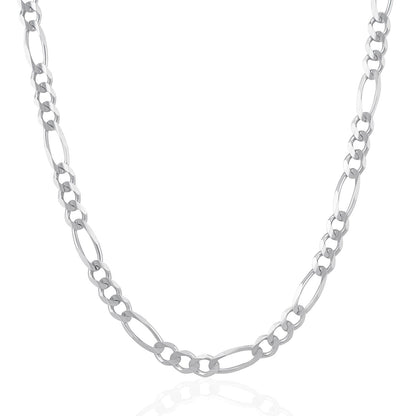 6.0mm 14k White Gold Solid Figaro Chain Bids.com