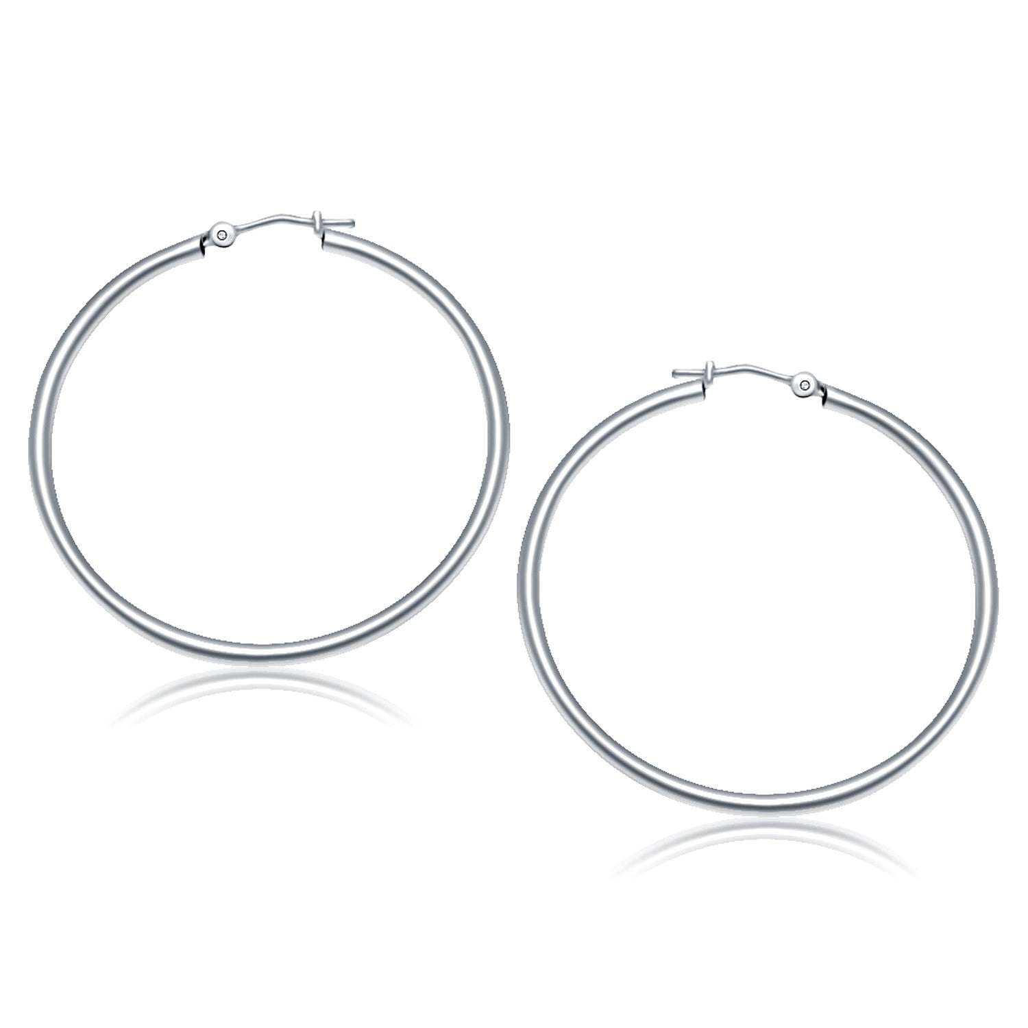 14k White Gold Polished Hoop Earrings (40 mm) Bids.com