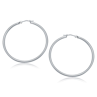 14k White Gold Polished Hoop Earrings (40 mm) Bids.com