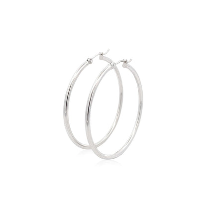 14k White Gold Polished Hoop Earrings (40 mm) Bids.com