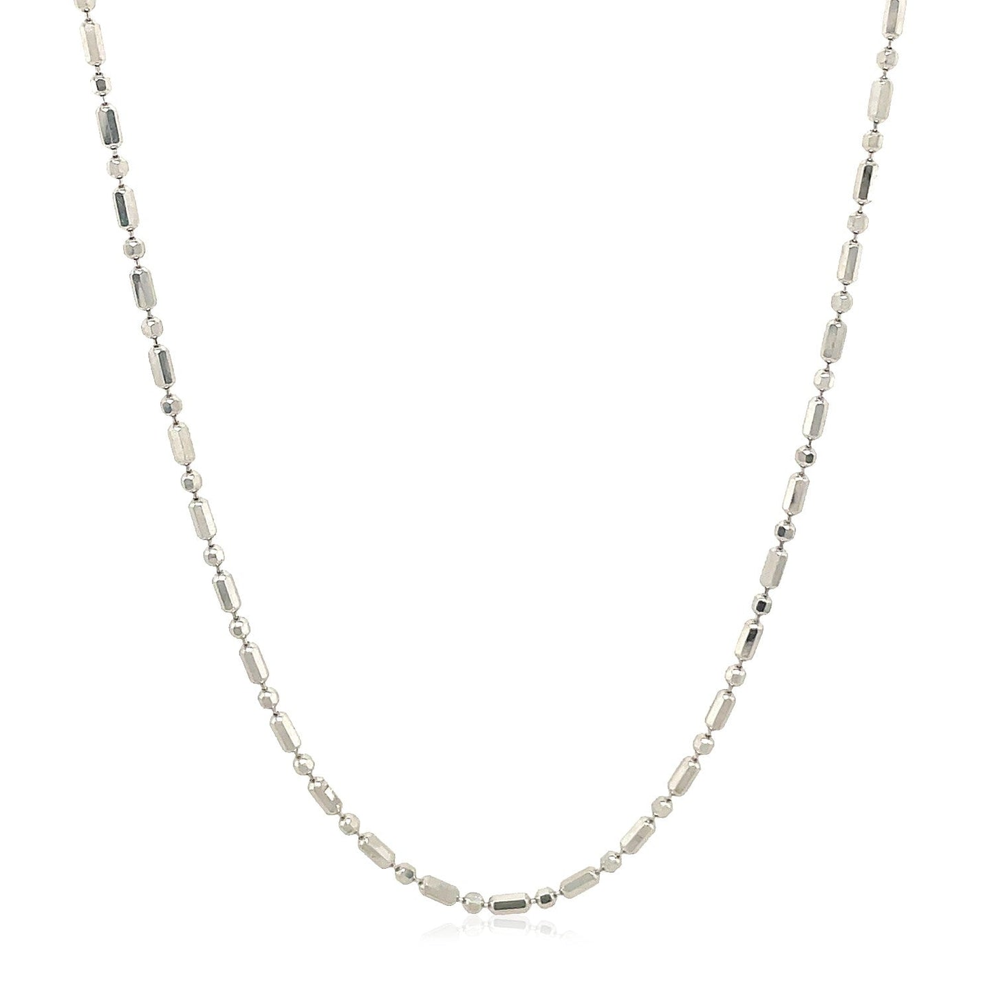 14k White Gold Diamond-Cut Alternating Bead Chain 1.5mm Bids.com