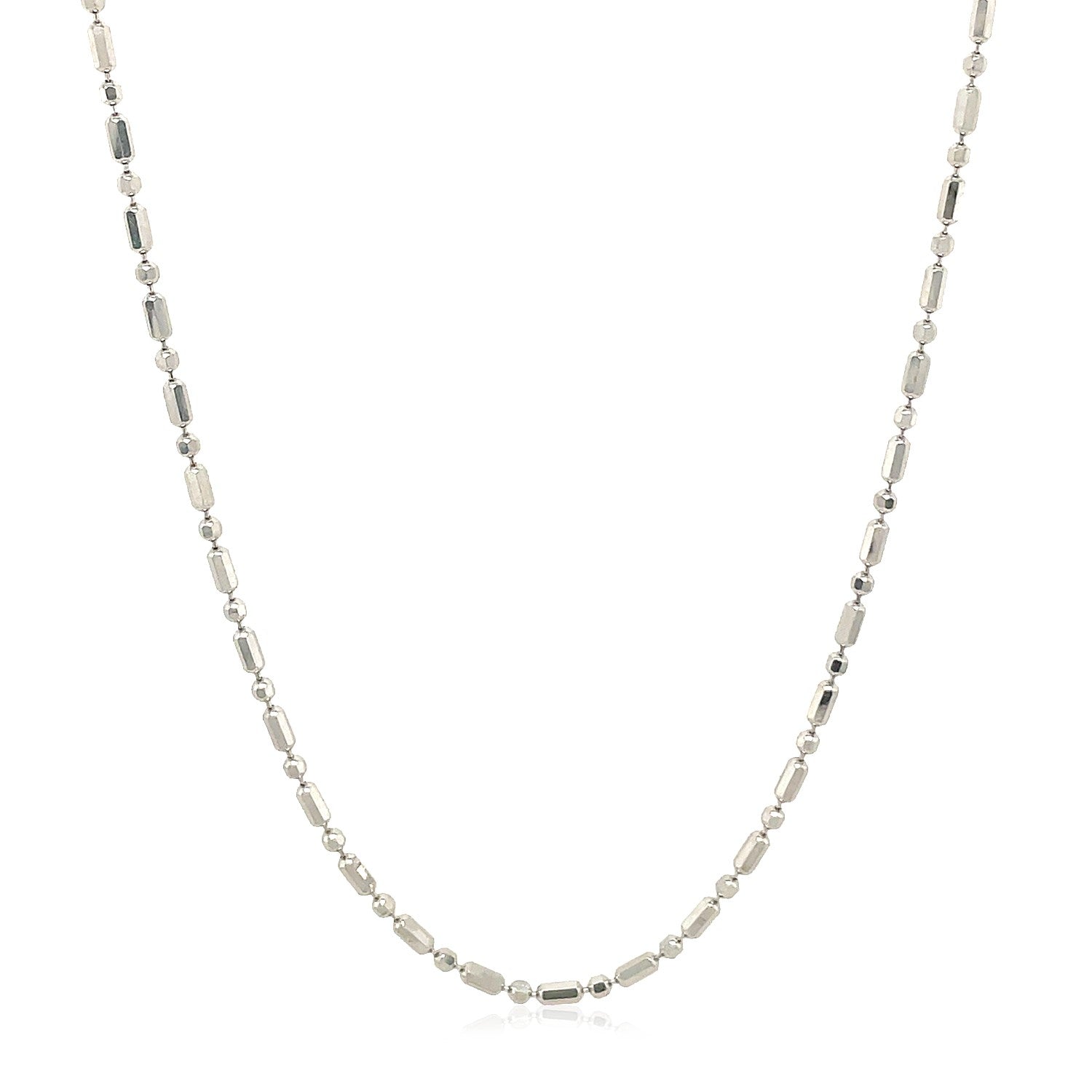 14k White Gold Diamond-Cut Alternating Bead Chain 1.5mm Bids.com