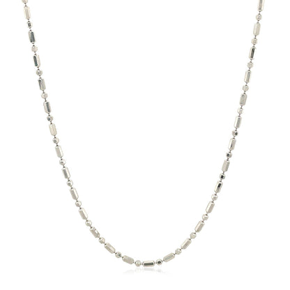 14k White Gold Diamond-Cut Alternating Bead Chain 1.5mm Bids.com
