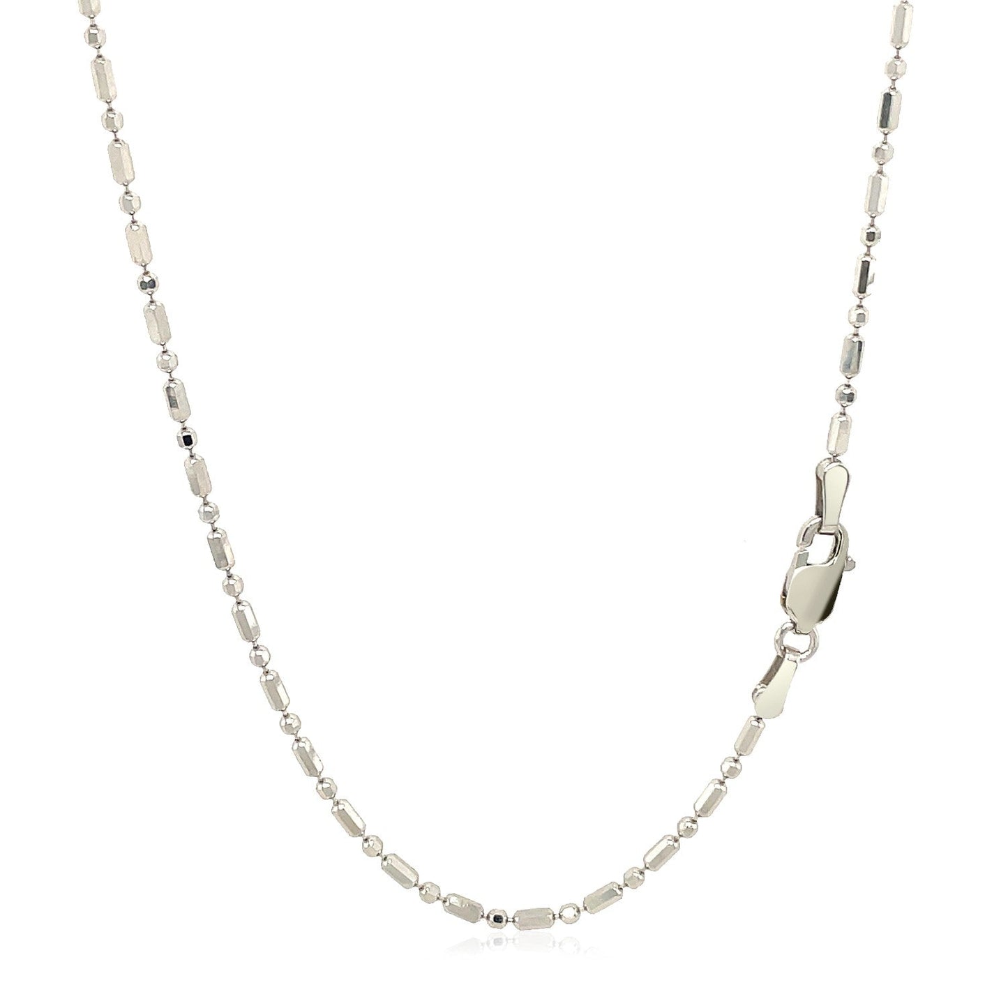 14k White Gold Diamond-Cut Alternating Bead Chain 1.5mm Bids.com