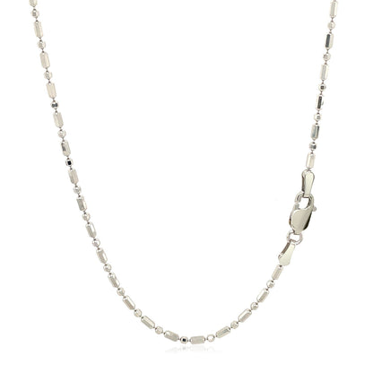 14k White Gold Diamond-Cut Alternating Bead Chain 1.5mm Bids.com