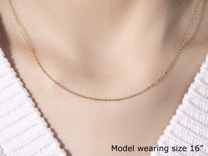 14k Yellow Gold Faceted Cable Link Chain 1.3mm Bids.com