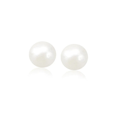 14k Yellow Gold Freshwater Cultured White Pearl Stud Earrings (8.0 mm) Bids.com
