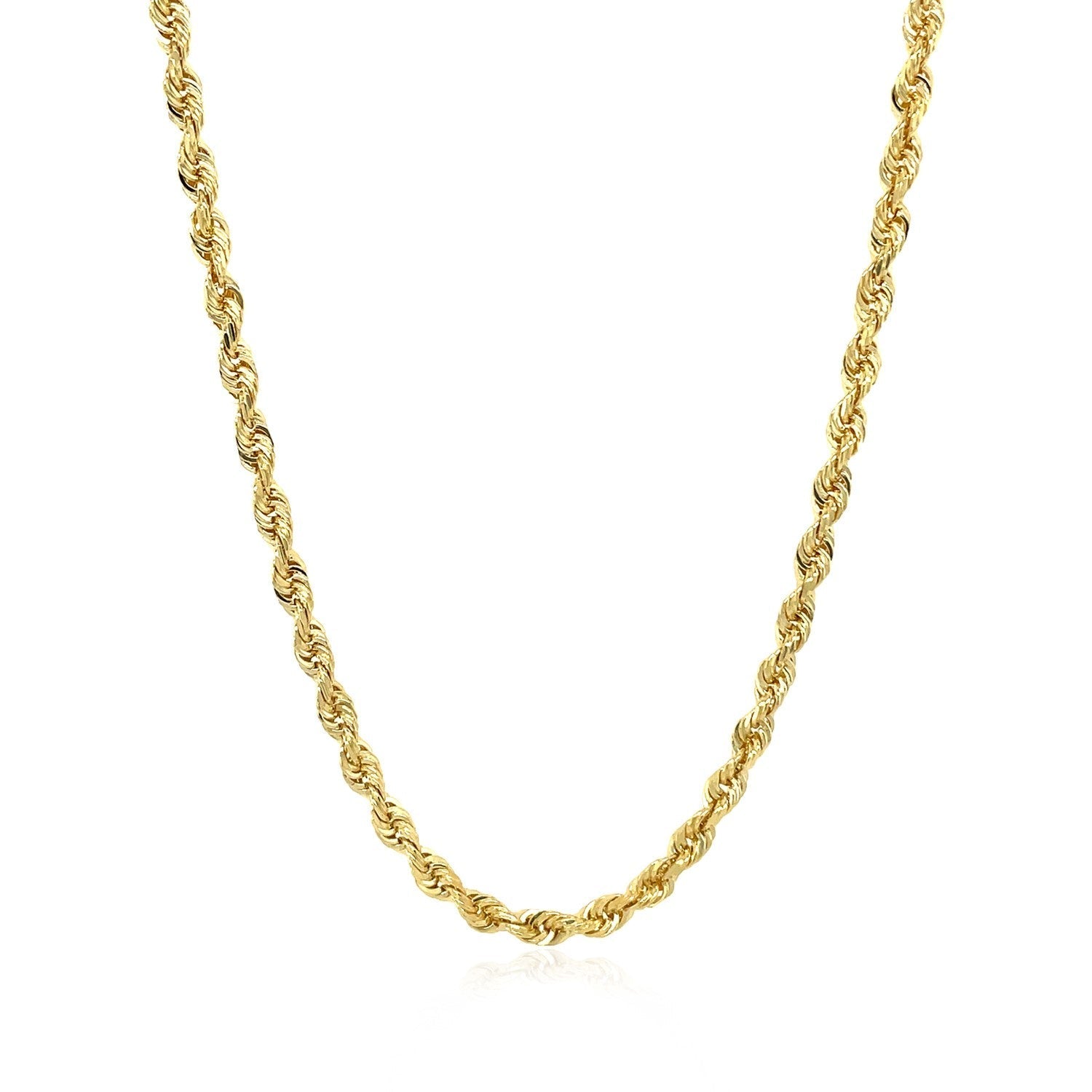 3.0mm 14k Yellow Gold Solid Diamond Cut Rope Chain Bids.com