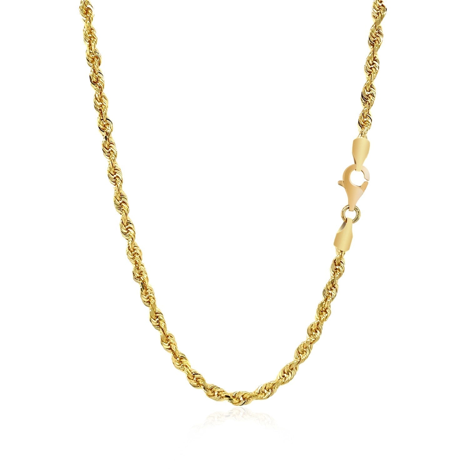 3.0mm 14k Yellow Gold Solid Diamond Cut Rope Chain Bids.com