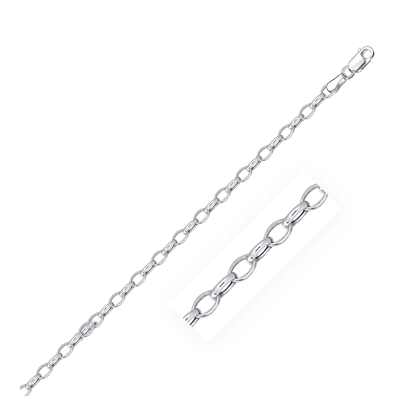 3.2mm 14k White Gold Oval Rolo Chain Bids.com