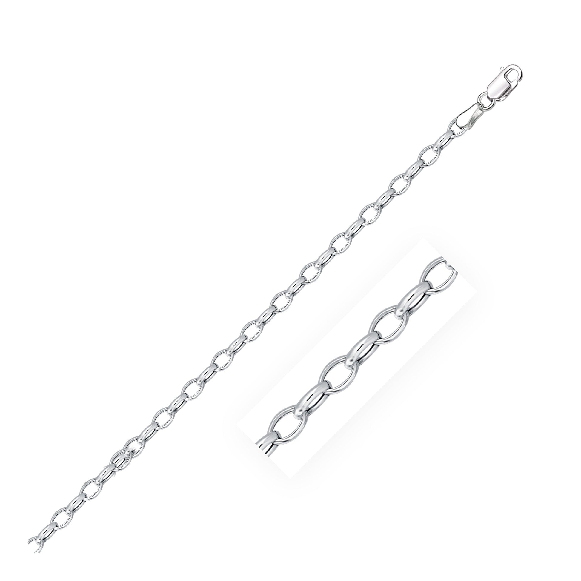 3.2mm 14k White Gold Oval Rolo Chain Bids.com