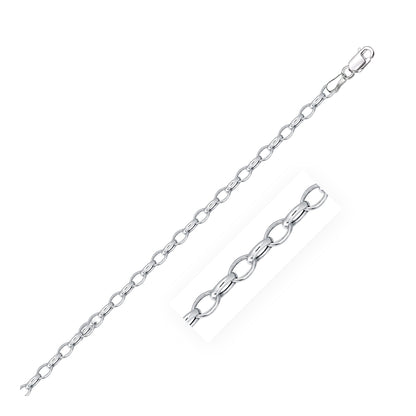 3.2mm 14k White Gold Oval Rolo Chain Bids.com