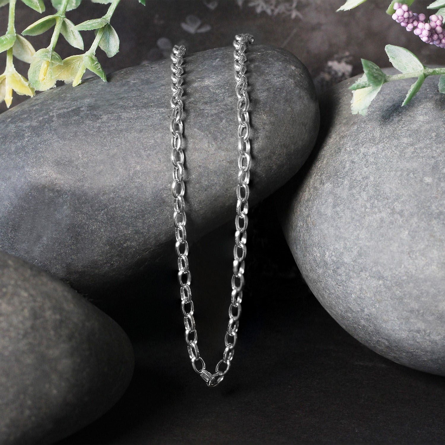 3.2mm 14k White Gold Oval Rolo Chain Bids.com