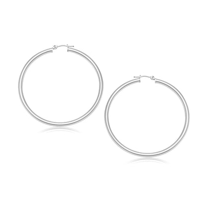 14k White Gold Polished Hoop Earrings (30 mm) Bids.com