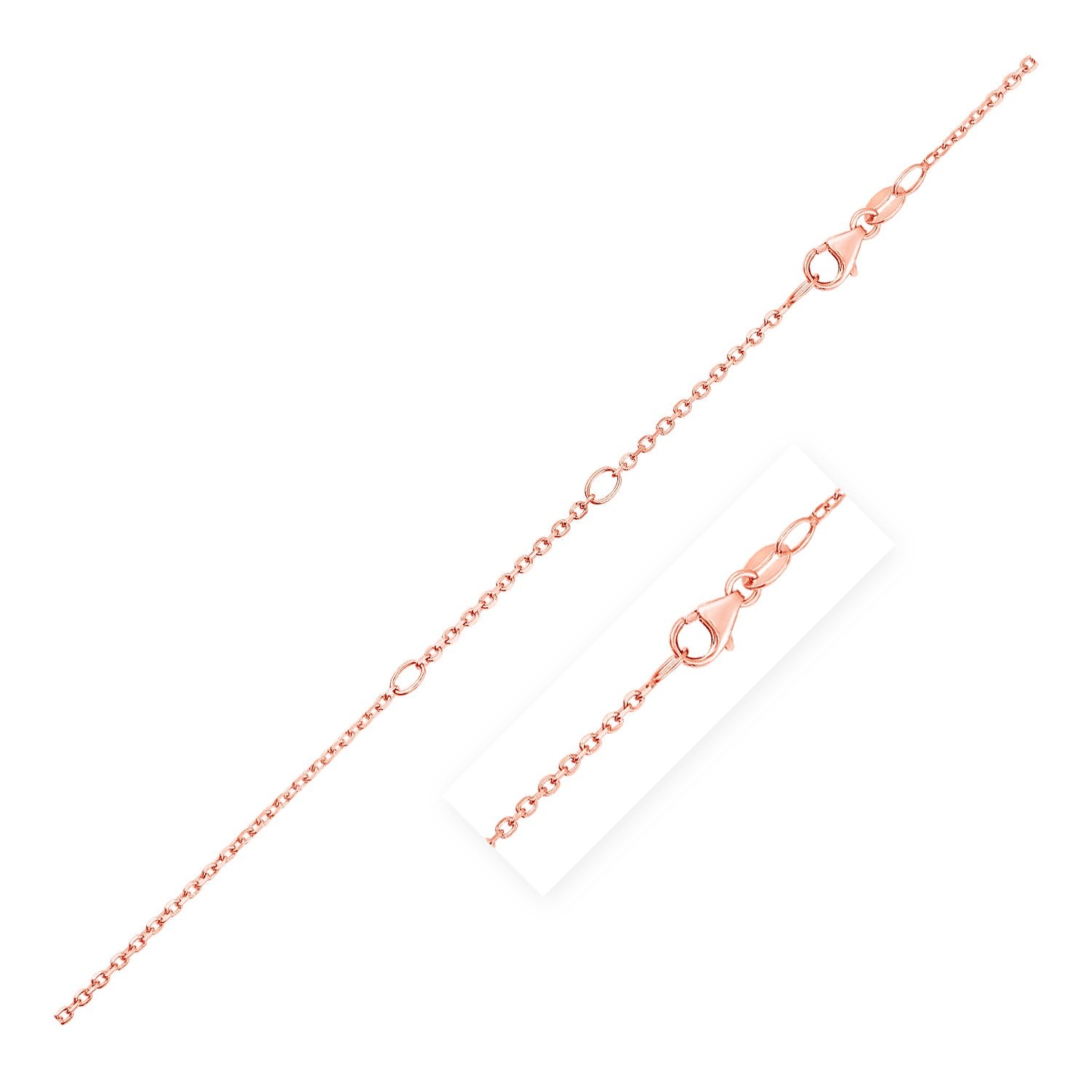 Double Extendable Cable Chain in 14k Rose Gold (1.2mm) Bids.com