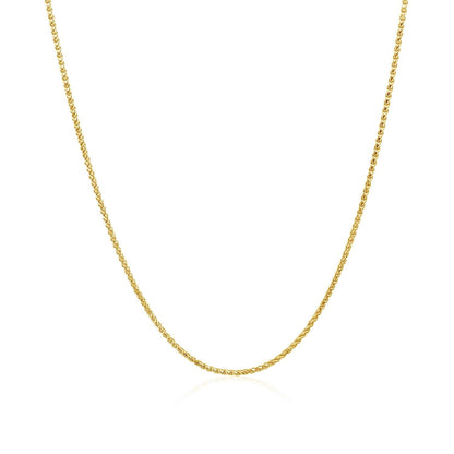 14k Yellow Gold Diamond Cut Round Wheat Chain 1.0mm Bids.com