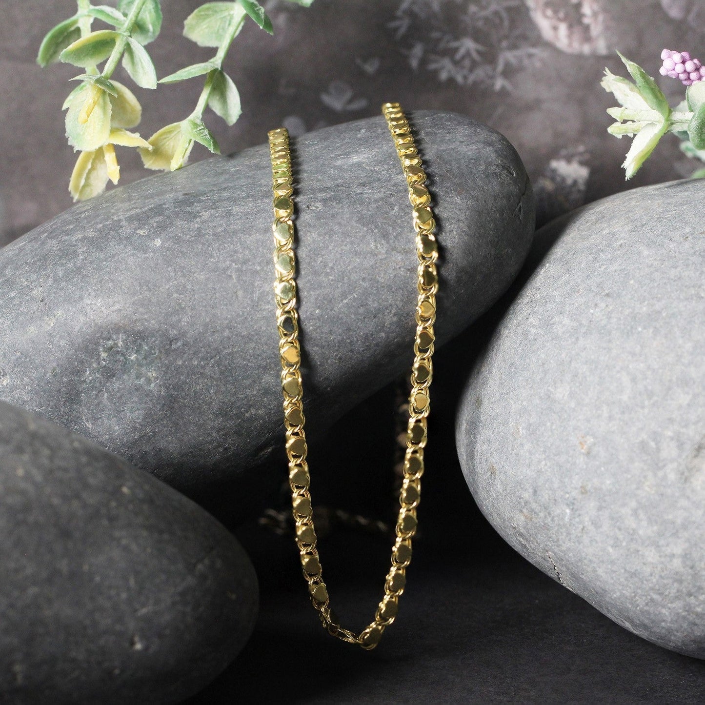 2.9mm 14k Yellow Gold Heart Chain Bids.com