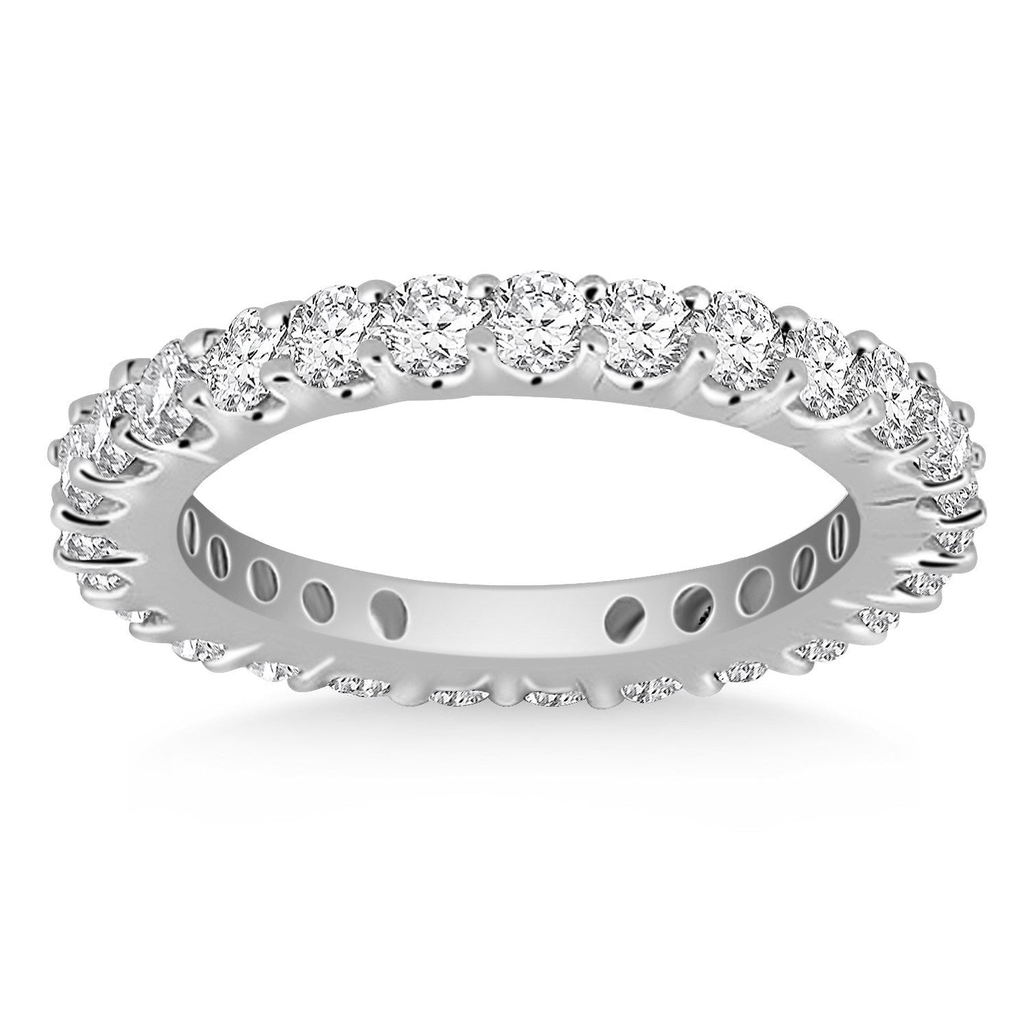 14k White Gold Common Prong Round Diamond Eternity Ring Bids.com