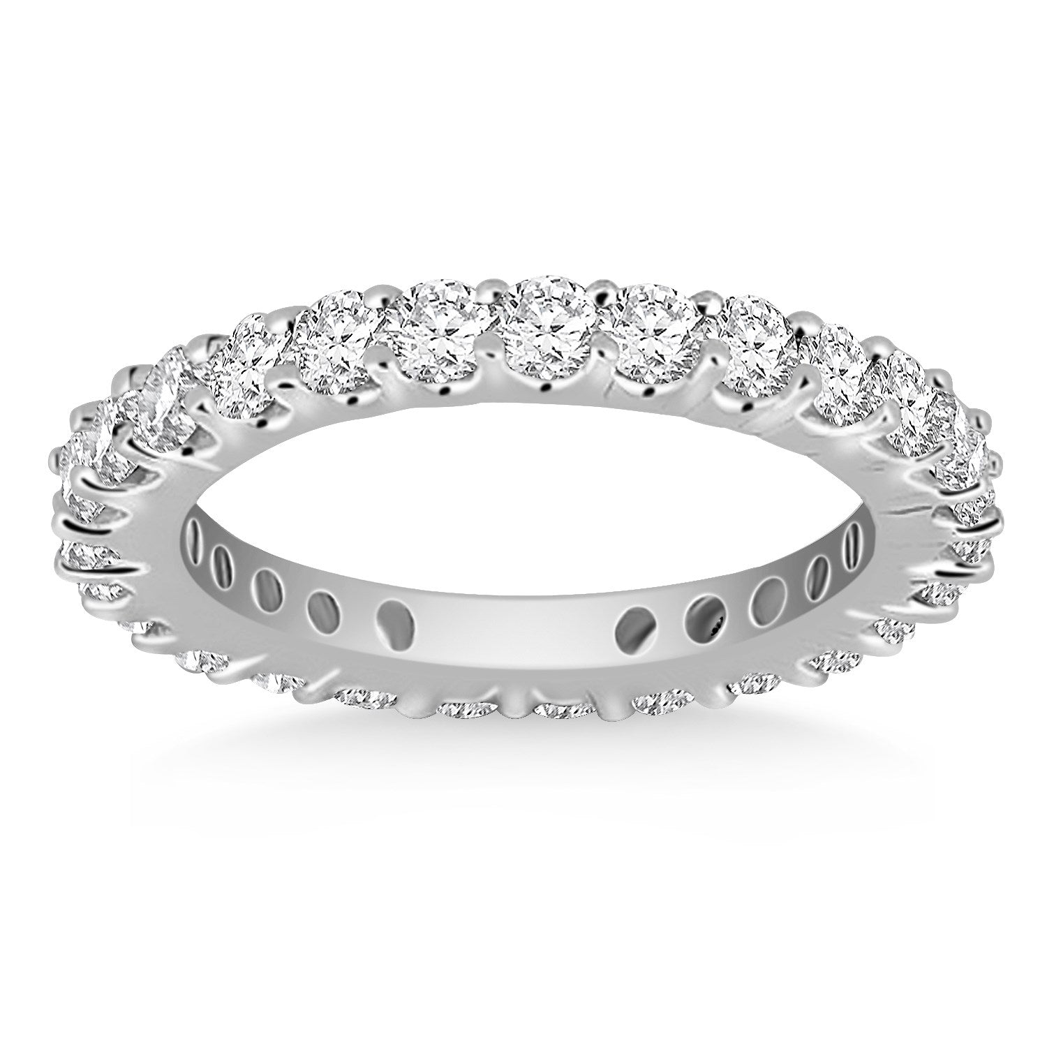 14k White Gold Common Prong Round Diamond Eternity Ring Bids.com
