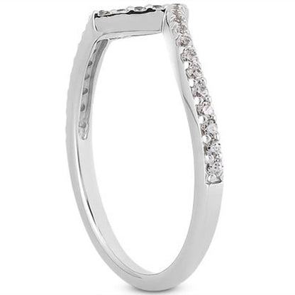 14k White Gold Fancy Zig Zag Pave Diamond Wedding Ring Band Bids.com