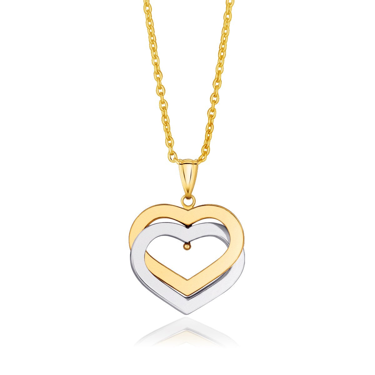 14k Two-Tone Gold Intertwined Hearts Pendant Bids.com