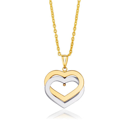 14k Two-Tone Gold Intertwined Hearts Pendant Bids.com
