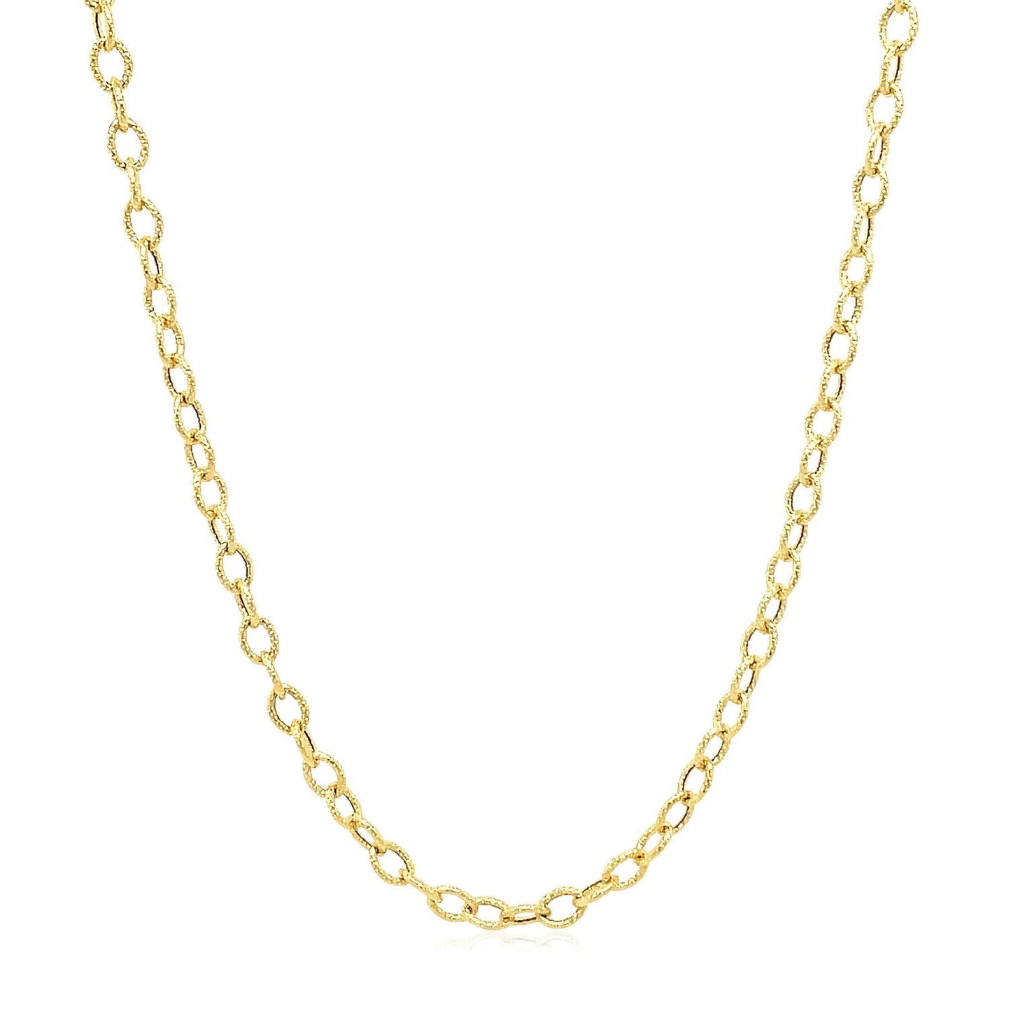 2.5mm 14k Yellow Gold Pendant Chain with Textured Links Bids.com