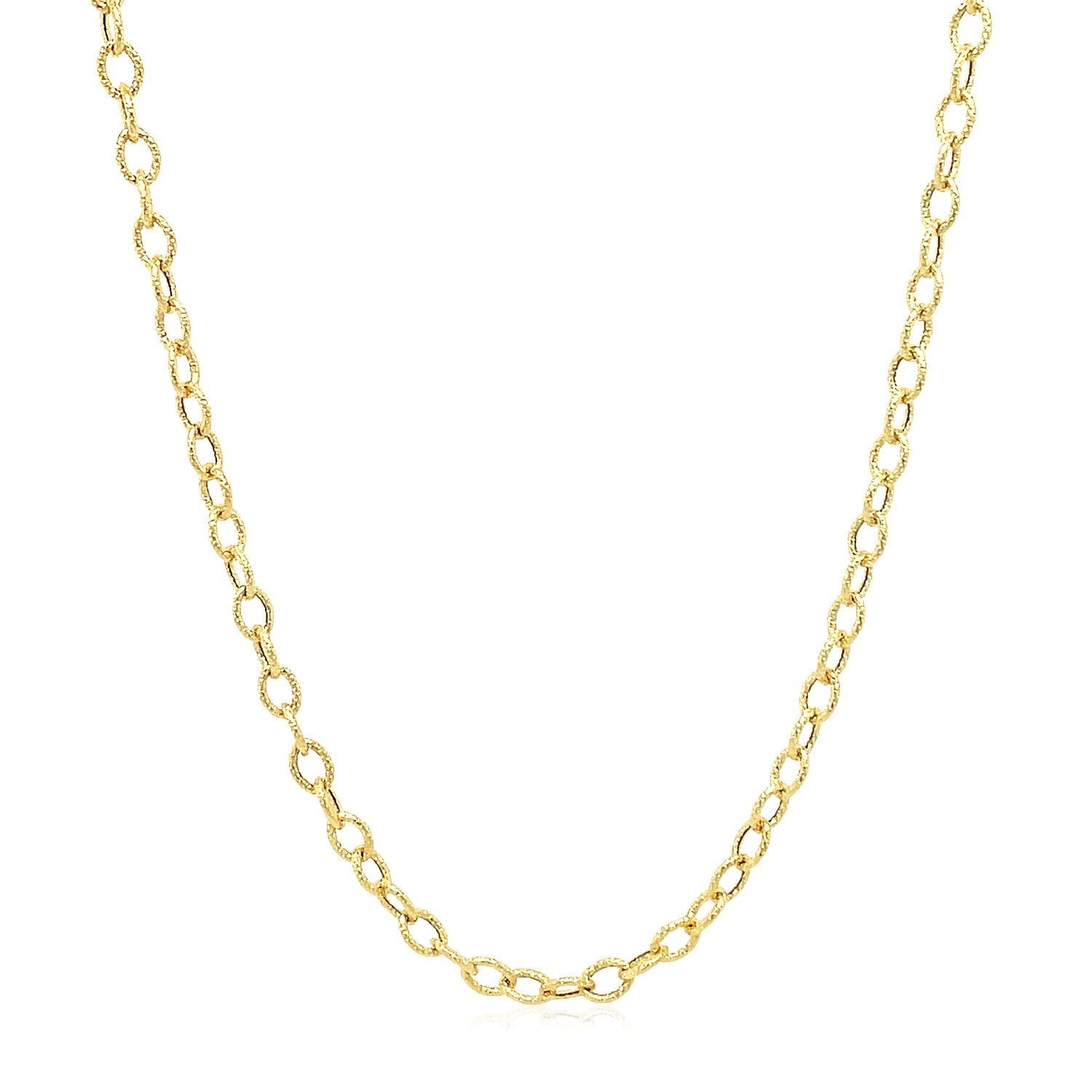 2.5mm 14k Yellow Gold Pendant Chain with Textured Links Bids.com