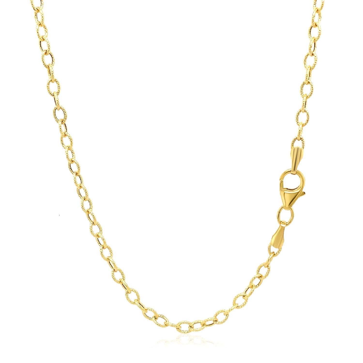 2.5mm 14k Yellow Gold Pendant Chain with Textured Links Bids.com