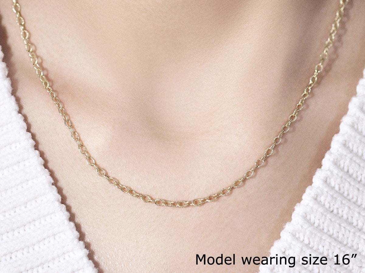 2.5mm 14k Yellow Gold Pendant Chain with Textured Links Bids.com