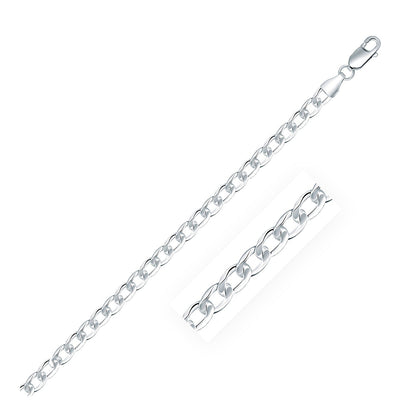 Rhodium Plated 4.7mm Sterling Silver Curb Style Chain Bids.com