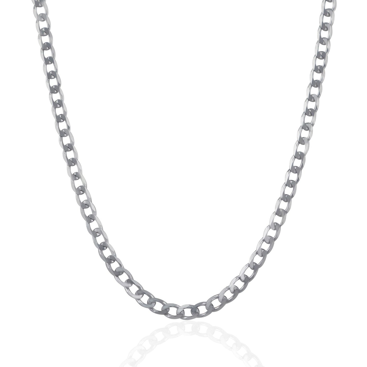 Rhodium Plated 4.7mm Sterling Silver Curb Style Chain Bids.com