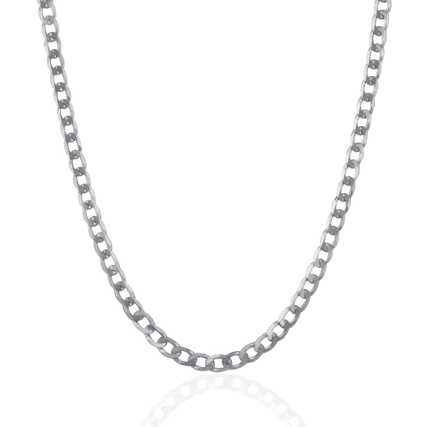 Rhodium Plated 4.7mm Sterling Silver Curb Style Chain Bids.com