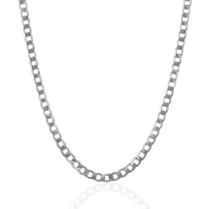Rhodium Plated 4.7mm Sterling Silver Curb Style Chain Bids.com