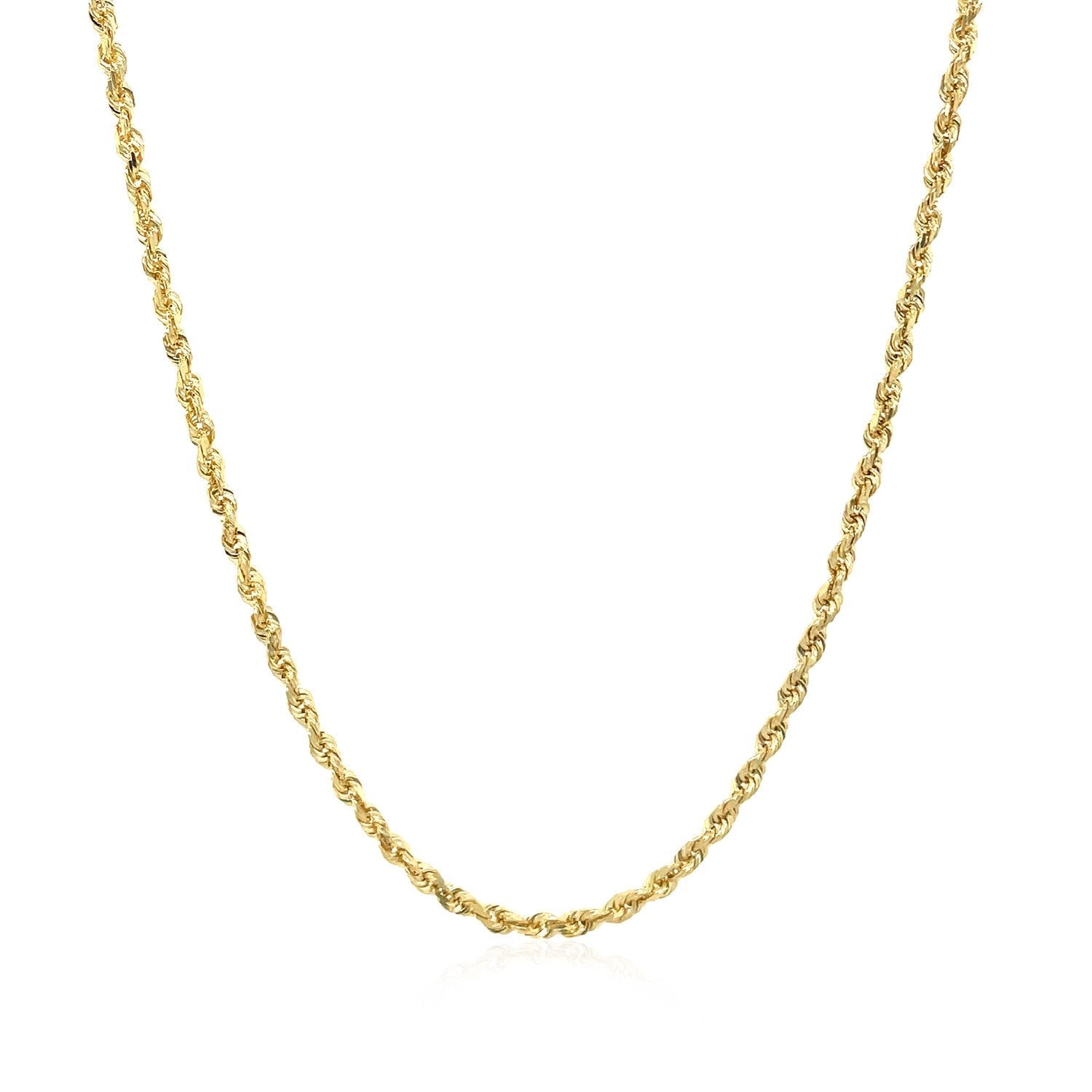 2.0mm 10k Yellow Gold Solid Diamond Cut Rope Chain Bids.com