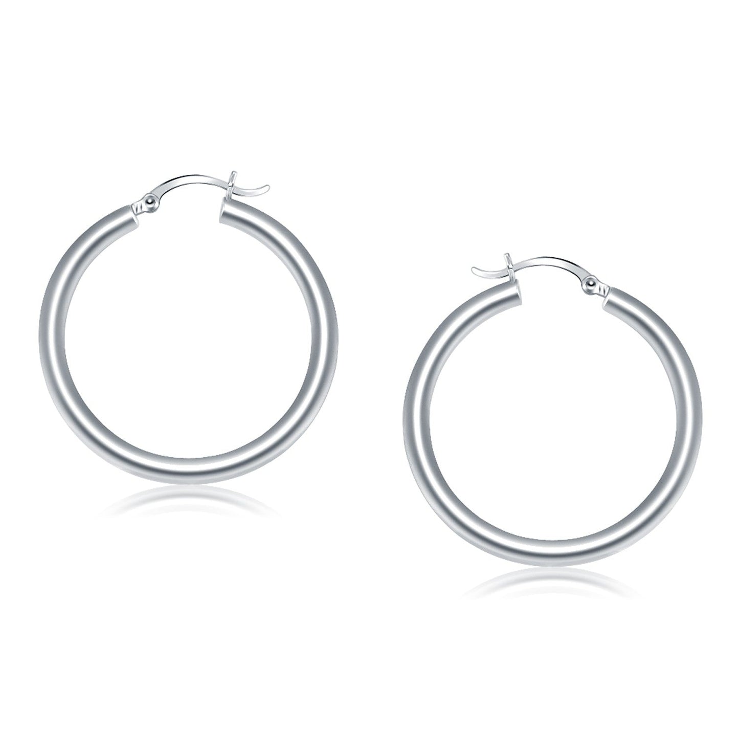 14k White Gold Polished Hoop Earrings (40 mm) Bids.com