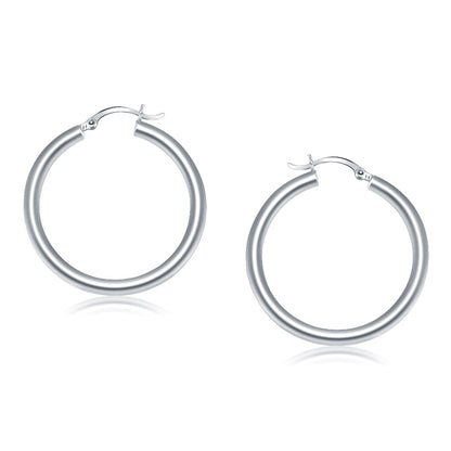14k White Gold Polished Hoop Earrings (40 mm) Bids.com