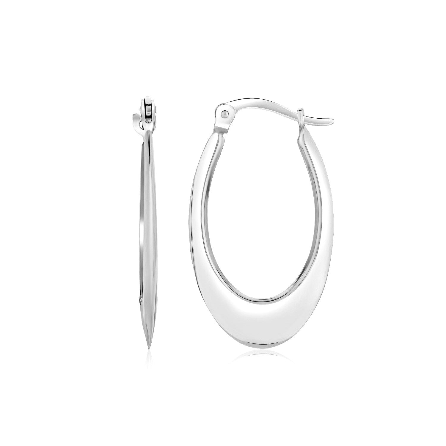 14k White Gold Polished Graduated Oval Hoop Earrings Bids.com