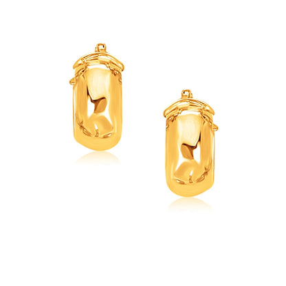 14k Yellow Gold Wide Small Hoop Earrings with Snap Lock Bids.com