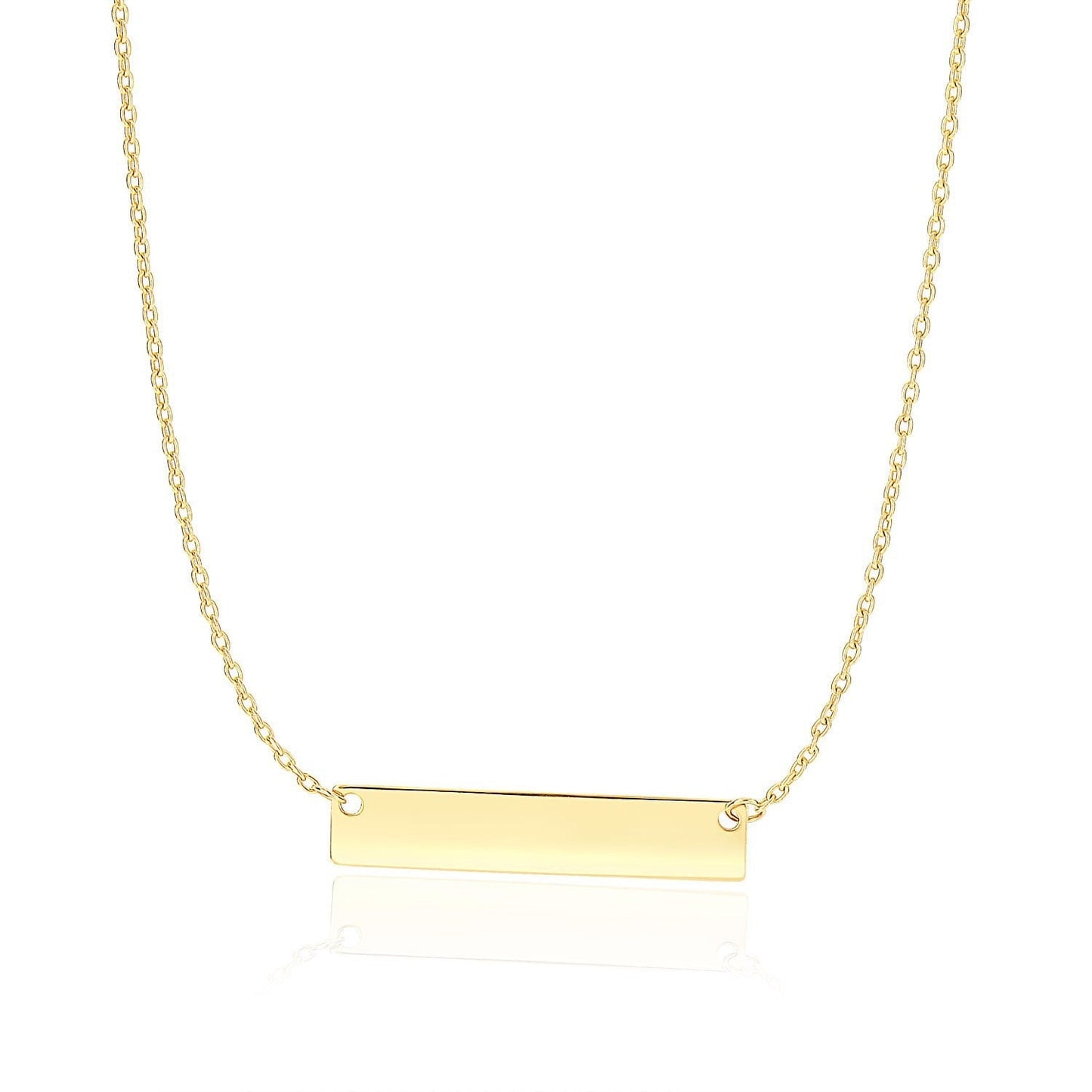14k Yellow Gold Smooth Flat Horizontal Bar Style Necklace Bids.com