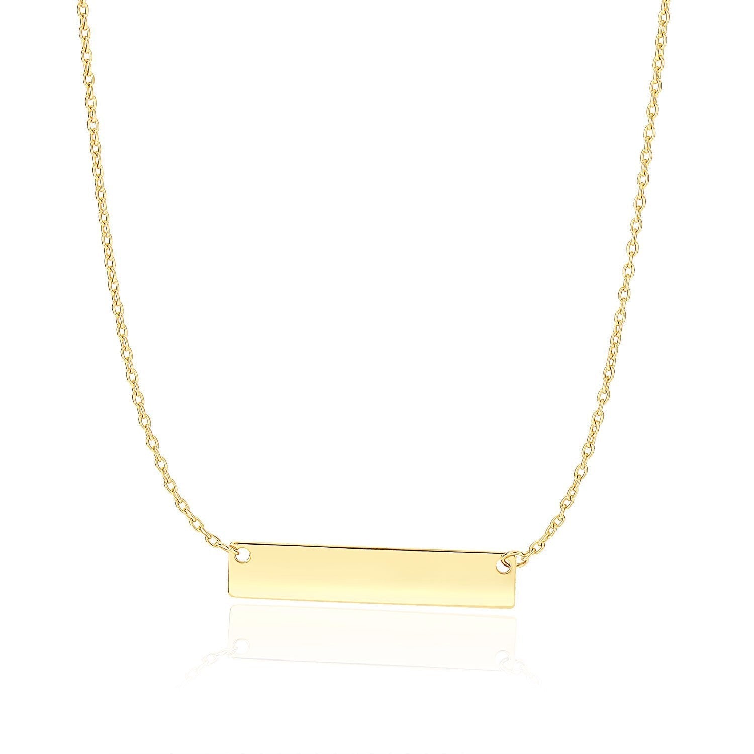14k Yellow Gold Smooth Flat Horizontal Bar Style Necklace Bids.com